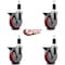 Service Caster 5'' Red Poly Swivel 1-3/8'' Expanding Stem Caster Set with Brake, 4PK SCC-EX20S514-PPUB-RED-PLB-138-4 - alternate 3